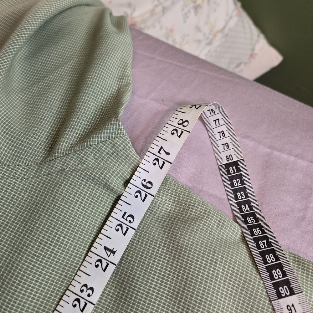 Dockers Mens XL Sage Green Micro Check‎ Button Down Shirt Long Sleeve Polynosic - Picture 5 of 6